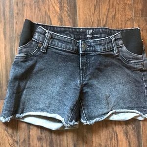 Black denim maternity shorts